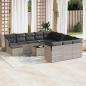 Preview: ARDEBO.de - 13-tlg. Garten-Sofagarnitur mit Kissen Hellgrau Poly Rattan