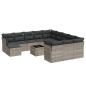 Preview: 13-tlg. Garten-Sofagarnitur mit Kissen Hellgrau Poly Rattan