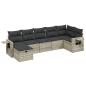 Preview: 7-tlg. Garten-Sofagarnitur mit Kissen Hellgrau Poly Rattan