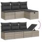 Preview: 7-tlg. Garten-Sofagarnitur mit Kissen Hellgrau Poly Rattan