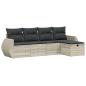 Preview: 5-tlg. Garten-Sofagarnitur mit Kissen Hellgrau Poly Rattan