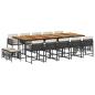 Preview: 15-tlg. Garten-Essgruppe mit Kissen Schwarz Poly Rattan