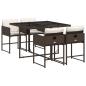 Preview: 5-tlg. Garten-Essgruppe mit Kissen Braun Poly Rattan