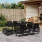 Preview: ARDEBO.de - 11-tlg. Garten-Essgruppe mit Kissen Schwarz Poly Rattan
