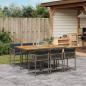 Preview: ARDEBO.de - 7-tlg. Garten-Essgruppe mit Kissen Grau Poly Rattan