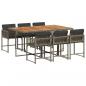 Preview: 7-tlg. Garten-Essgruppe mit Kissen Grau Poly Rattan