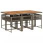 Preview: 7-tlg. Garten-Essgruppe mit Kissen Grau Poly Rattan