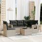 Preview: ARDEBO.de - 6-tlg. Garten-Sofagarnitur mit Kissen Hellgrau Poly Rattan