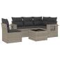 Preview: 6-tlg. Garten-Sofagarnitur mit Kissen Hellgrau Poly Rattan