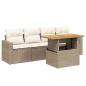 Preview: 5-tlg. Garten-Sofagarnitur mit Kissen Beige Poly Rattan