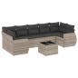 Preview: 8-tlg. Garten-Sofagarnitur mit Kissen Hellgrau Poly Rattan