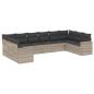 Preview: 10-tlg. Garten-Sofagarnitur mit Kissen Hellgrau Poly Rattan
