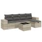 Preview: 6-tlg. Garten-Sofagarnitur mit Kissen Hellgrau Poly Rattan