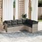 Preview: ARDEBO.de - 6-tlg. Garten-Sofagarnitur mit Kissen Hellgrau Poly Rattan