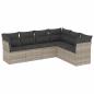 Preview: 6-tlg. Garten-Sofagarnitur mit Kissen Hellgrau Poly Rattan