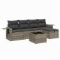 Preview: 6-tlg. Garten-Sofagarnitur mit Kissen Hellgrau Poly Rattan