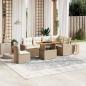 Preview: ARDEBO.de - 7-tlg. Garten-Sofagarnitur mit Kissen Beige Poly Rattan