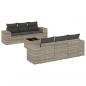 Preview: 7-tlg. Garten-Sofagarnitur mit Kissen Hellgrau Poly Rattan