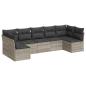 Preview: 7-tlg. Garten-Sofagarnitur mit Kissen Hellgrau Poly Rattan