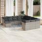 Preview: ARDEBO.de - 12-tlg. Garten-Sofagarnitur mit Kissen Hellgrau Poly Rattan