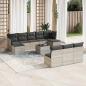 Preview: ARDEBO.de - 11-tlg. Garten-Sofagarnitur mit Kissen Hellgrau Poly Rattan