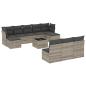 Preview: 11-tlg. Garten-Sofagarnitur mit Kissen Hellgrau Poly Rattan