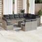 Preview: ARDEBO.de - 13-tlg. Garten-Sofagarnitur mit Kissen Hellgrau Poly Rattan
