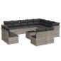 Preview: 13-tlg. Garten-Sofagarnitur mit Kissen Hellgrau Poly Rattan