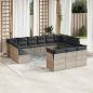 Preview: ARDEBO.de - 13-tlg. Garten-Sofagarnitur mit Kissen Hellgrau Poly Rattan