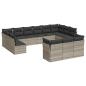 Preview: 13-tlg. Garten-Sofagarnitur mit Kissen Hellgrau Poly Rattan