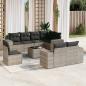 Preview: ARDEBO.de - 9-tlg. Garten-Sofagarnitur mit Kissen Hellgrau Poly Rattan
