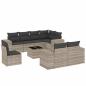 Preview: 9-tlg. Garten-Sofagarnitur mit Kissen Hellgrau Poly Rattan