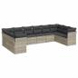 Preview: 10-tlg. Garten-Sofagarnitur mit Kissen Hellgrau Poly Rattan