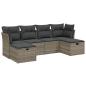 Preview: 6-tlg. Garten-Sofagarnitur mit Kissen Hellgrau Poly Rattan