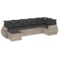 Preview: 7-tlg. Garten-Sofagarnitur mit Kissen Hellgrau Poly Rattan