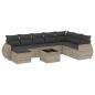 Preview: 9-tlg. Garten-Sofagarnitur mit Kissen Hellgrau Poly Rattan