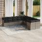 Preview: ARDEBO.de - 10-tlg. Garten-Sofagarnitur mit Kissen Hellgrau Poly Rattan