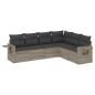 Preview: 6-tlg. Garten-Sofagarnitur mit Kissen Hellgrau Poly Rattan