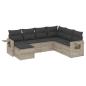 Preview: 7-tlg. Garten-Sofagarnitur mit Kissen Hellgrau Poly Rattan