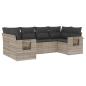 Preview: 6-tlg. Garten-Sofagarnitur mit Kissen Hellgrau Poly Rattan