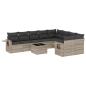 Preview: 10-tlg. Garten-Sofagarnitur mit Kissen Hellgrau Poly Rattan