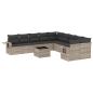 Preview: 11-tlg. Garten-Sofagarnitur mit Kissen Hellgrau Poly Rattan