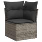Preview: 11-tlg. Garten-Sofagarnitur mit Kissen Hellgrau Poly Rattan