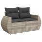 Preview: 9-tlg. Garten-Sofagarnitur mit Kissen Hellgrau Poly Rattan