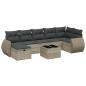 Preview: 8-tlg. Garten-Sofagarnitur mit Kissen Hellgrau Poly Rattan