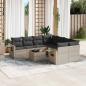 Preview: ARDEBO.de - 9-tlg. Garten-Sofagarnitur mit Kissen Hellgrau Poly Rattan