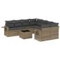 Preview: 9-tlg. Garten-Sofagarnitur mit Kissen Hellgrau Poly Rattan