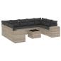 Preview: 10-tlg. Garten-Sofagarnitur mit Kissen Hellgrau Poly Rattan