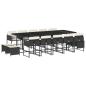Preview: 15-tlg. Garten-Essgruppe mit Kissen Schwarz Poly Rattan