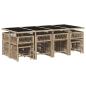Preview: 13-tlg. Garten-Essgruppe mit Kissen Beigemischung Poly Rattan